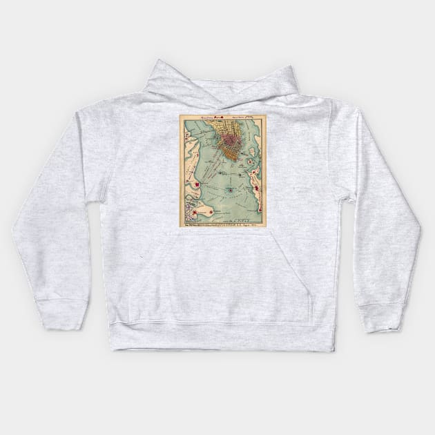 Vintage Charleston SC Civil War Map (1865) Kids Hoodie by Bravuramedia